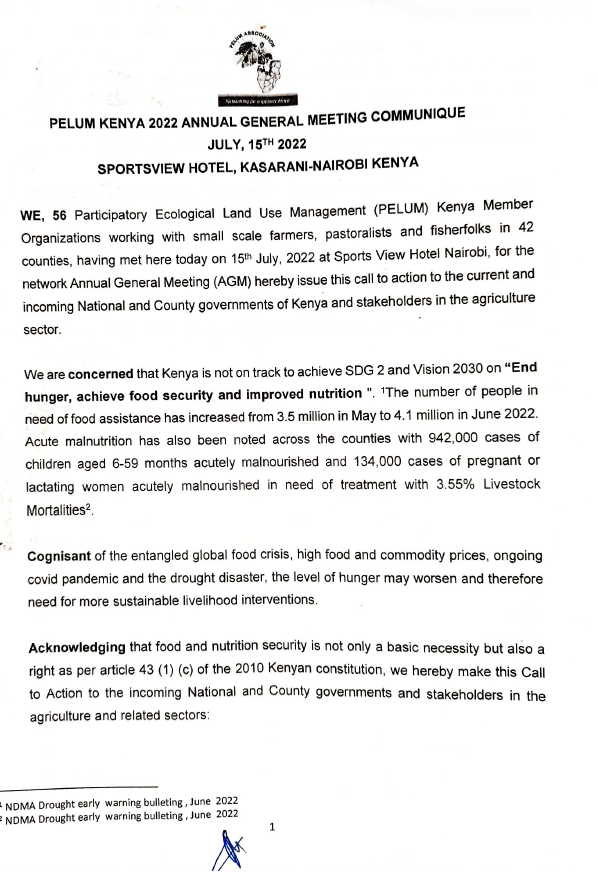 Communique PELUM Kenya AGM 2022