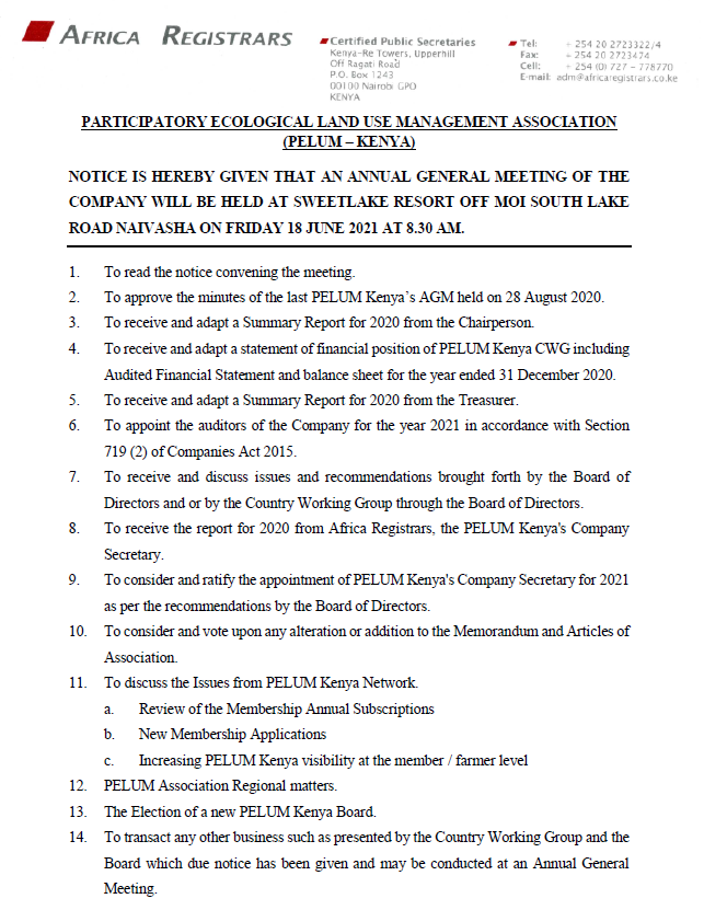2021 ANNUAL GENERAL MEETING NOTICE